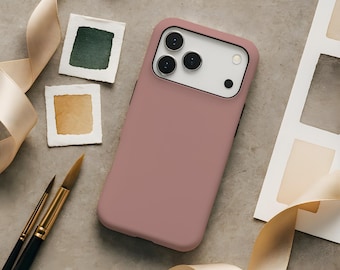 Rosy Brown Beige Minimalist Tough Phone Case iPhone 17 Air 17e 16 16e 15 14 13 12 Pro Max Samsung Galaxy S26 S25 S24 S23 fe ultra pixel 10