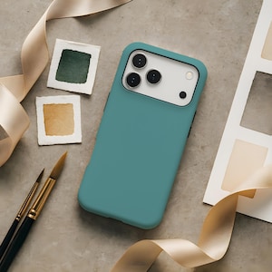 Dark Cadet Blue Teal Minimalist Phone Case Samsung Galaxy S26 S25 S24 S23 fe Ultra Google Pixel 10 9a 9 xl iPhone 17 17e 16 16e 15 Pro