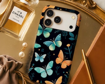 Blauwe vlinder esthetiek schattig preppy telefoonhoesje Samsung Galaxy S26 S25 S24 S23 fe Plus Ultra iPhone 17 17e 16 16e 15 14 13 Pro Pixel 10 9a