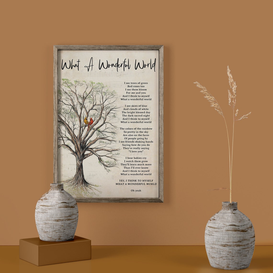 What A Wonderful World Lyrics Poster Custom Lyric Print Etsy