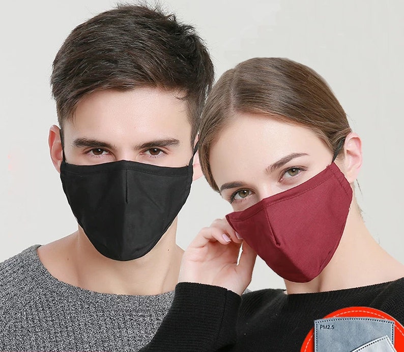 Cotton Face Mask With Filter Pocket Adult Mouth Mask Washable Etsy