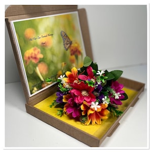 Handmade Mini Artificial Flower Bouquet, Letterbox Gift with Personalisation, Various Options Available.