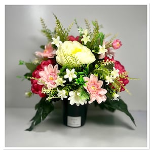 Handmade Pink & Ivory Artificial Cemetery Flowers Perfect For Memorial Flowers.