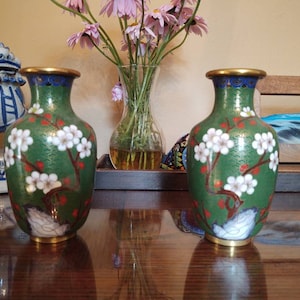 Pair of Vintage Chinese Cloisonne Vases