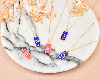 Recrectangle Gold Necklace - Custom Letter Necklace