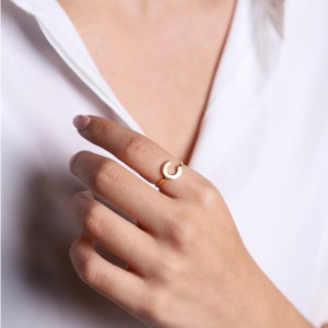 Personalized Gold Ring Initial Dainty Ring Adjustable Gift For Her Minimalist Letter Ring image 3