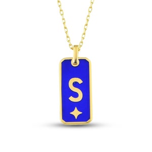 Recrectangle Gold Necklace Custom Letter Necklace image 2