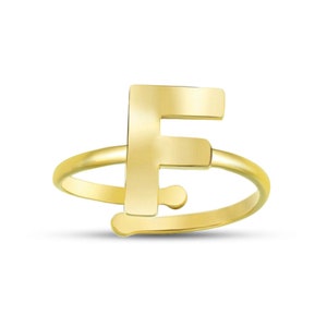 Personalized Gold Ring Initial Dainty Ring Adjustable Gift For Her Minimalist Letter Ring image 2