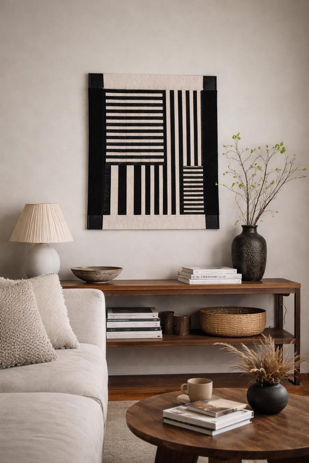 Modern Woven Wall Art, Minimalist Textile for Living Room, Cozy ...