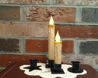 Country Primitive Candles 4" Grungy Brown Battery Operated Taper Candle w/Timer 