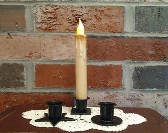 Rustic Candle, Taper Cream Candle, Candle with Timer, Batteries, and Holder included