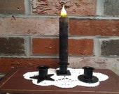 Timer Candle, Taper Candle, Black Candle, Batteries and Holder included