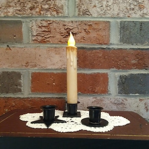 Rustic Candle, Taper Cream Candle, Candle with Timer, Batteries, and Holder included