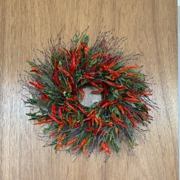 Dried Wreath, Dried Pepper Wreath, Floral Wreath, Indoor Wreath