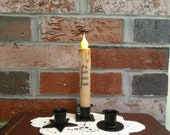 Timer Candle, Taper Battery Operated Candle 6-18 Timer 2AA Batteries included with Black Square Holder