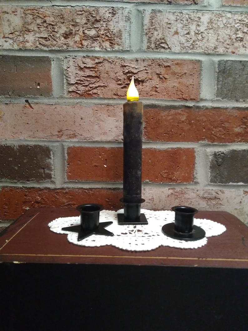 Timer Candle Taper Candle Black Candle Batteries and Holder Etsy
