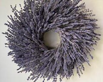 Dried English Lavender Wreath, Rustic Floral Decor