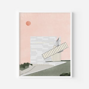 Perot Museum Dallas Texas Art Print: Modern Architecture Illustration