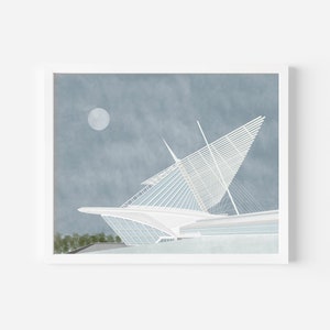 Milwaukee Art Museum, Illustration, Architecture, Wall Art, Home Decor, Milwaukee, Gift Print, Travel Print, Gift