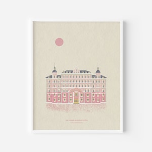 Grand Budapest Hotel, Illustration, Architecture, Wall Art, Home Decor, Wes Anderson, Film Art, Hotel Illustration
