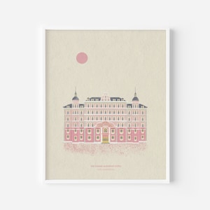 Grand Budapest Hotel, Illustration, Architecture, Wall Art, Home Decor, Wes Anderson, Film Art, Hotel Illustration