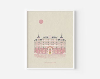 Grand Budapest Hotel, Illustration, Architecture, Wall Art, Home Decor, Wes Anderson, Film Art, Hotel Illustration