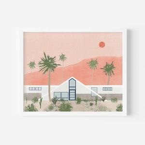Palm Springs A-Frame Art Print: Minimalist Architecture Illustration