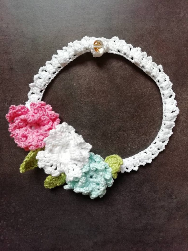 Necklace flowers crochet handmade crochet summer spring inspired