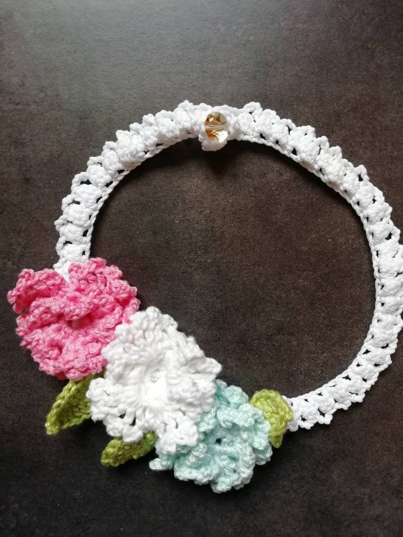 Necklace flowers crochet handmade crochet summer spring inspired