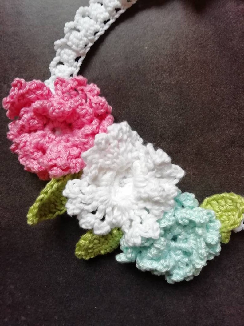 Necklace flowers crochet handmade crochet summer spring inspired