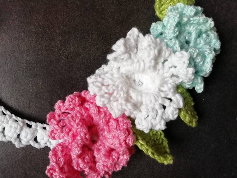 Necklace flowers crochet handmade crochet summer spring inspired