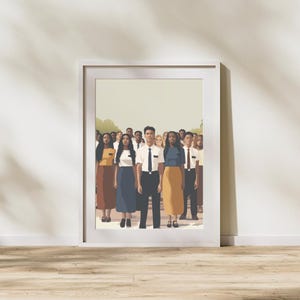 Bold Army of LDS Missionaries – Abstract Modern Illustration of Young Elders & Sisters, Faith-Inspired Christian Wall Art