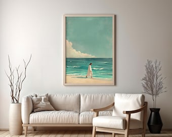 Jesus Walking on Beach Print: Coastal Christian Wall Art (Digital Download)