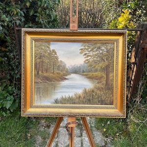 Terry Jahner Oil On Canvas Board Lake District Gold Framed Vintage Painting