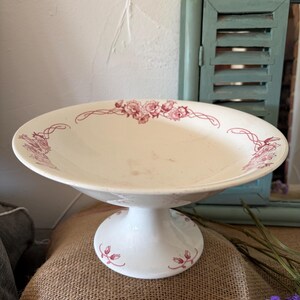 Soporte antiguo/vintage para compota de pastel con flores rosas