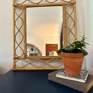 Vintage 1960s European Bamboo Wall Mirror