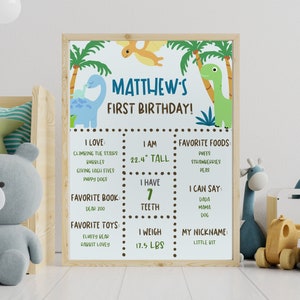 Poster di pietra miliare del compleanno del dinosauro - Compleanno del dinosauro - Festa di compleanno del ragazzo - Primo compleanno - Compleanno del dinosauro blu - Modificabile - PP103