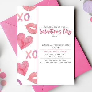 Galentine's Party Invitation Template, Friends Valentines Party Invite, Galentines Day Invite, Girls Valentine Invite, P112 image 1