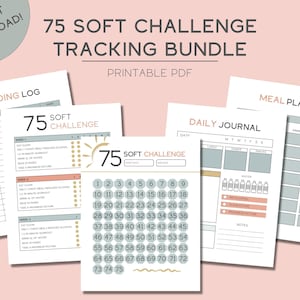 75 Soft Challenge Tracker, 75 Day Challenge Printable, 75 Soft Challenge, Fitness Journal, Self Improvement, Weight Loss Challenge, PDF