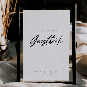 Minimalist Guestbook Sign, Editable Modern Wedding Sign - 4x6, 5x7 and 8x10, Bridal Shower Gift sign - Editable Wedding Poster