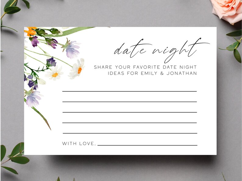 Date Night Ideas Printable Template DIY Wedding Shower Advice Dating ...