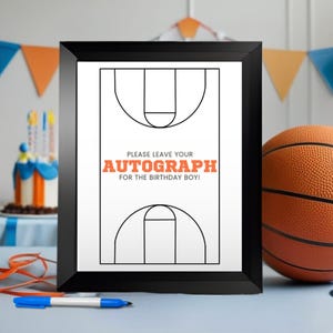 Basketball Autograph Station Sign, Template, Basketball Birthday Activities, Basketball Birthday Decor, Sign The Basketball Station, PP123