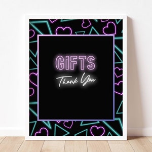 Printable Gift Table Sign for Glow Party,  Neon Party Gifts Sign, Glow In The Dark Party Decor, Birthday Sign, Pink Glow Party, PP111