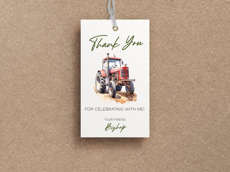 Red Tractor Birthday Party Favor Thank You Tags, Farm Themed Birthday ...