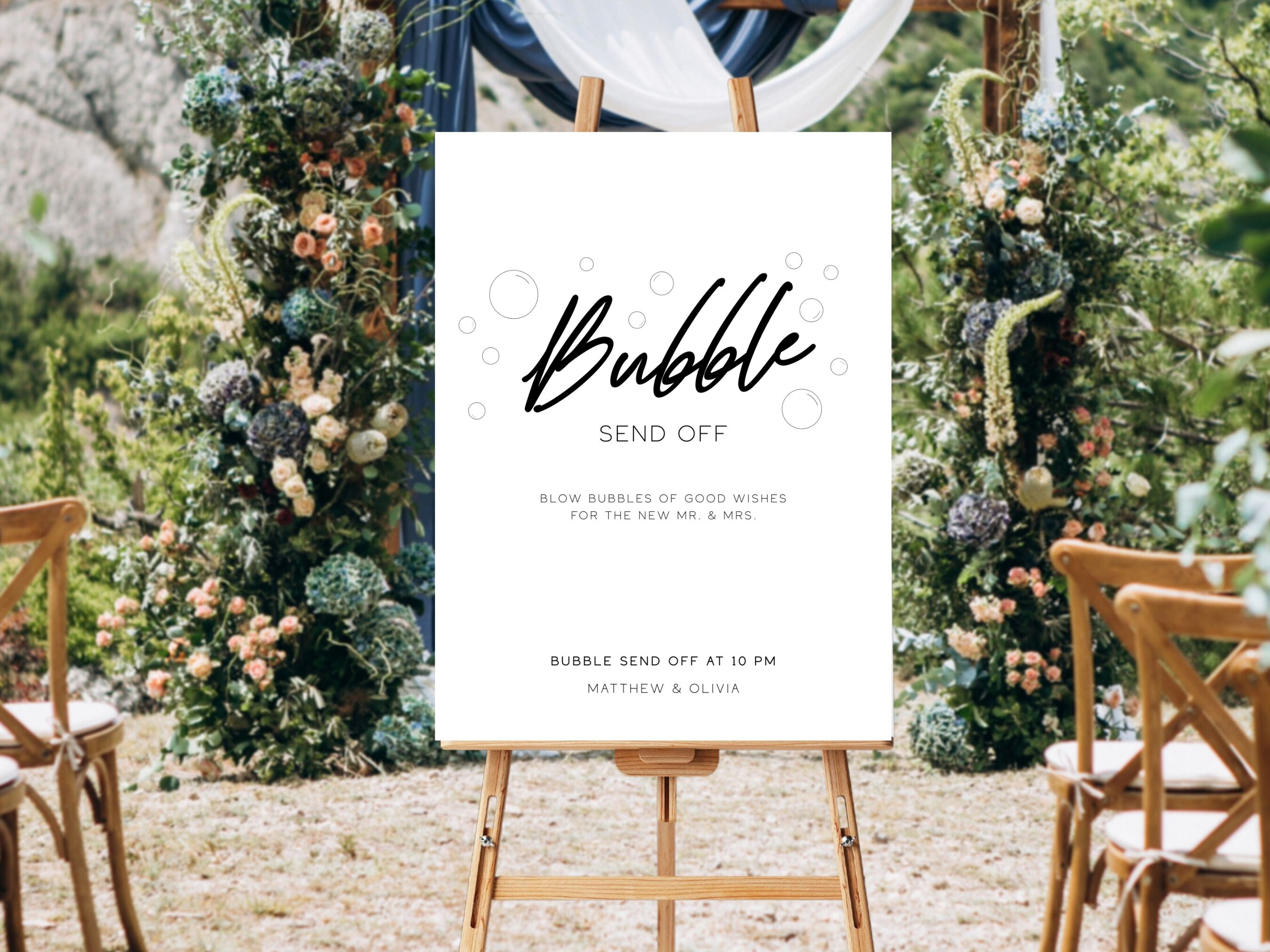 Bubble Send off Sign, Editable Modern Wedding Sign Template - 8x10 ...