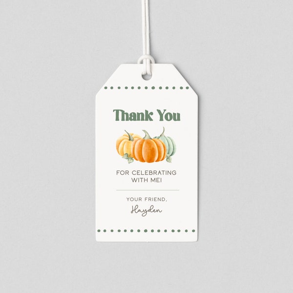 Pumpkin Birthday Party Favor Tag, Editable Template, Our Little Pumpkin Fall Birthday Gift Tag, Autumn Themed Birthday Party,  PP109