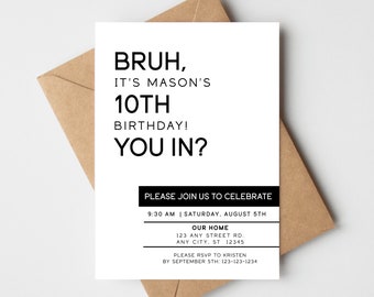 Invitación de cumpleaños de hermano, cumpleaños de adolescente, invitación de cumpleaños de preadolescente, invitación de cumpleaños de preadolescente, cumpleaños de adolescente, hermano, amigo, cumpleaños de niño, PP110