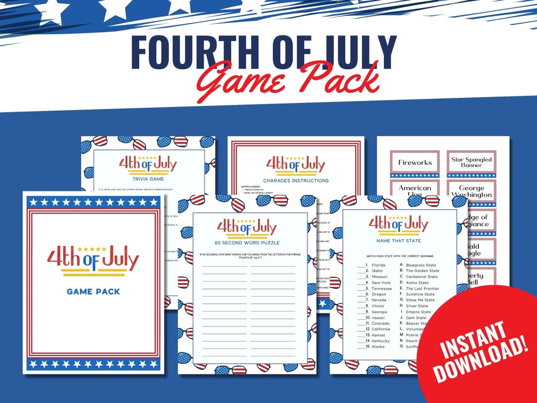 Fourth of July Printable Games Bundle, 4th of July Party Activities ...