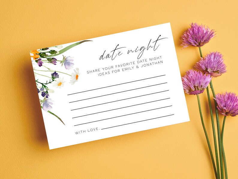 Date Night Ideas Printable Template DIY Wedding Shower Advice - Etsy