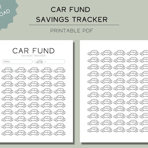 Car Fund Savings Tracker, Printable, Vehicle Savings Challenge, Car Sinking Fund, Printable Savings tracker, Financial Health, New Car